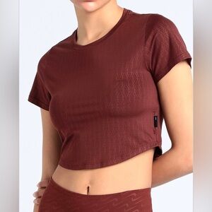 Nike DriFIT Slim Fit One Luxe Women's Printed Crop Top Bronze Eclipse Medium